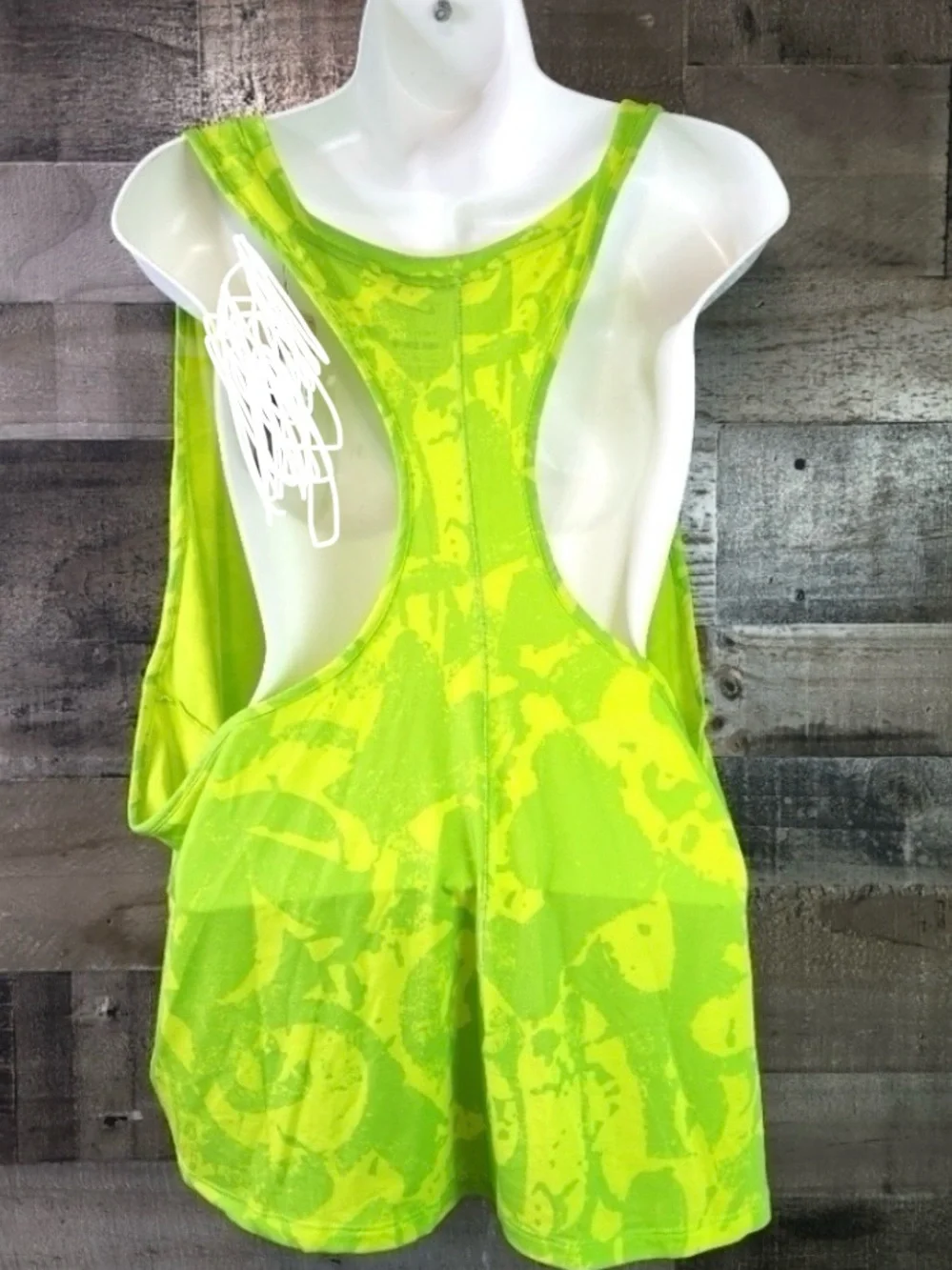 Nike Women's Bright Lime Patterned Athletic Tank Top